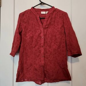 Women's Red Button-Up Top